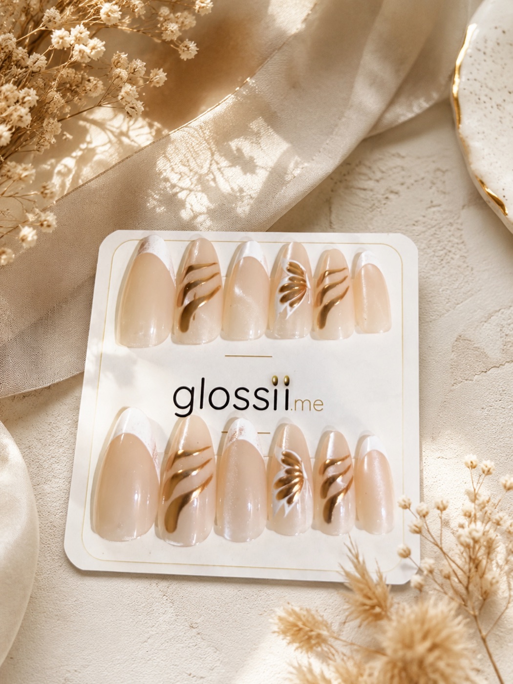 Golden Agate — Glossii press-on nails