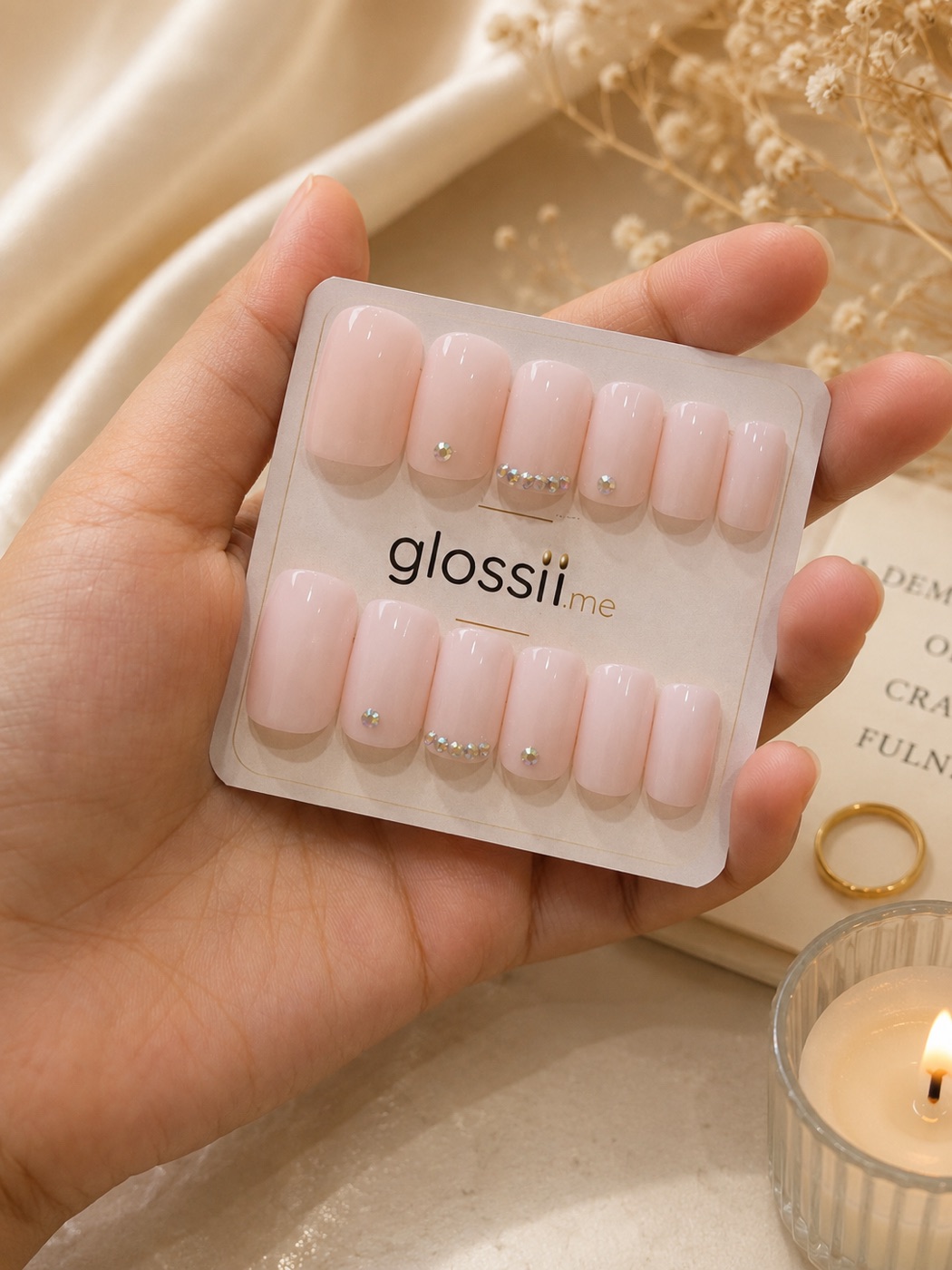 Peony Milk — Glossii press-on nails